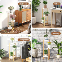 Support à plantes en bambou moderne et écologique à 3 niveaux, support pour pot de fleurs en bois, support pour pot de plantes