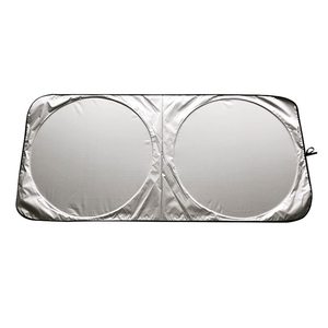 Hot Sale Durable Silver Polyester Two Round Uv Rays Sun Heat Protection Fold Design Car Front <b>Window</b> Sunshade - Product Image 1