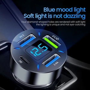 Adaptador de cargador de coche USB 4 en 1 de 66W 4A salida rápida Compatible con <span class=keywords><strong>iPhone</strong></span> 14 Pro Max Xiaomi Huawei Samsung Enchufe europeo/estadounidense - Product Image 5
