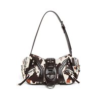 Sac à bandoulière en cuir PU imprimé léopard à la mode avec rivets, sacs à bandoulière rétro Y2K pour femmes, sac à main en cuir PU de haute qualité