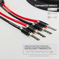 Banane personnalisée une paire de câbles de haut-parleurs OCC HIFI 5N connecteurs audiophiles en fibre de carbone plaqués argent pour amplificateurs de studio