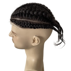 Maíz rollo trenza <span class=keywords><strong>estilos</strong></span> de cabello indio <span class=keywords><strong>para</strong></span> hombre prótesis capilar 1b10 gris cornrows trenzado tupé completo de PU <span class=keywords><strong>para</strong></span> <span class=keywords><strong>hombres</strong></span> 150 densidad - Product Image 5