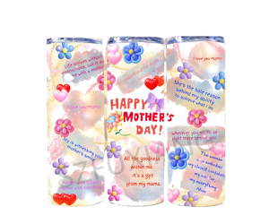 Nuevo diseño I Love You Mom Flower 20oz vaso de pared recto de acero inoxidable con tapa y pajita regalos promocionales del Día de la madre - Product Image 1