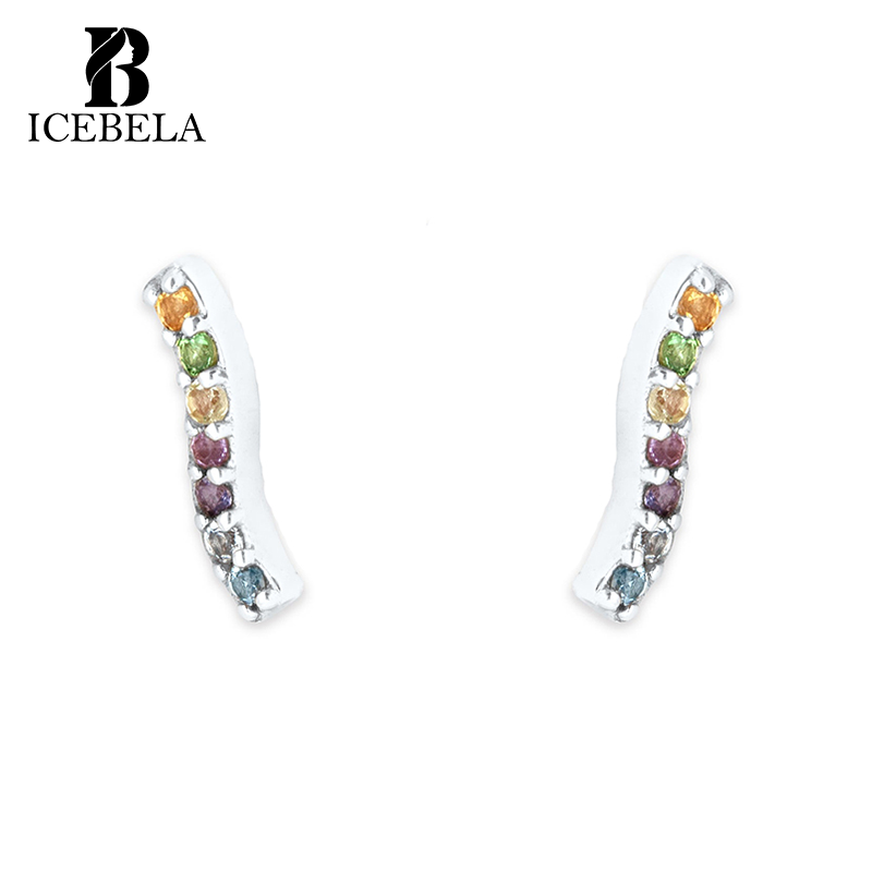 100% 925 Solido Reale Sterling Silver 5mmX12mm Arcobaleno Nuvola con CZ