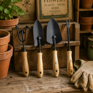 Outils de jardinage 4-en-1 : Kit d'outils de jardinage multifonctionnel vintage en fer pour plantes en pot, désherbage et plantation en jardin - Product Image 1