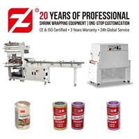 Machine d'emballage rétractable automatique, dispositif d'emballage à ruban CNC, ligne d'emballage thermique, station de pelliculage PVC pour rouleaux de papier washi, usage industriel en usine de papeterie