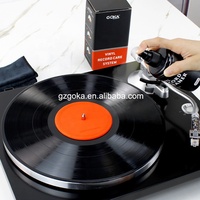 Set de nettoyage pour tourne-disque en vinyle Spray nettoyant pour disque Protecteur d'étiquettes en silicone Chiffon de nettoyage en microfibre