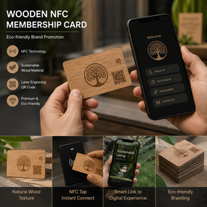 Carte de membre NFC en bois personnalisée avec gravure laser et code QR pour une promotion de marque écologique - Product Image 5