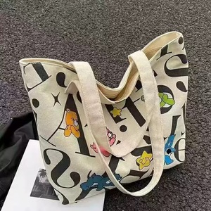 Bolsa de Lona de Gran Capacidad para Estudiantes y Madres, Versátil, Estampada, Informal, para Compras - Product Image 4