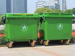 China Factory Direct 660L Plastic Outdoor Dust Bin with Wheels Thickened Iron Ears Sanitation <strong>Trash</strong> Can with Lids <strong>Trailer</strong> - Product Image 2