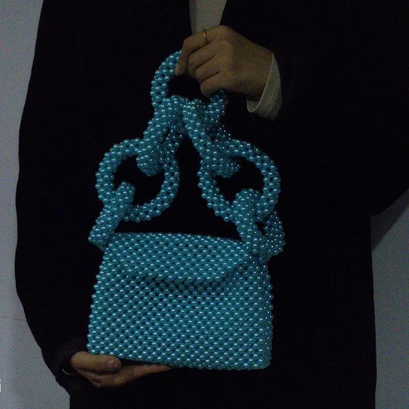 Bolsos de mano pequeños de moda de lujo, bolsos de mano para mujer, bolso con cuentas para mujer, cuentas hechas a mano para hacer bolsos