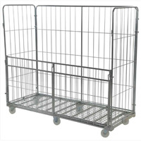 Carro de Paletización Metálico Plegable Manual con Ruedas, Capacidad 500KG, Contenedor Rodante