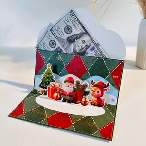 3D Pop-Up Custom Wholesale OEM Christmas Red <b>Envelope</b> Greeting Card New Year's <b>Gift</b> Blessing Present Good Wishes - Product Image 4