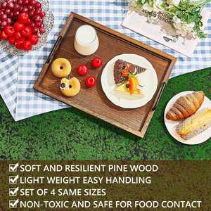 Plateau de service de table à café et à thé personnalisé en gros plateau de service en bois grand plateau de service avec poignée pour fruits, nourriture et assiettes - Product Image 5