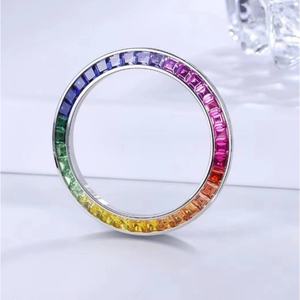 Pièces de rechange pour montre en diamant moissanite personnalisées, insert de lunette arc-en-ciel, anneau de rechange pour accessoires de montre - Product Image 2
