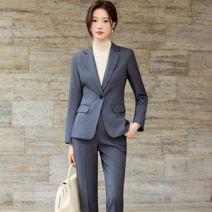 Women's Suit Set Slim Fit Long Sleeve Blazer And Pants Formal Autumn Anti-Wrinkle Polyester Worsted Fabric - Product Image 4