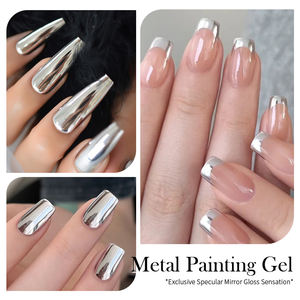 BORN PRETTY Nouveau Gel <span class=keywords><strong>Vernis</strong></span> Métallique Argenté Chromé Fort pour Ongles Français Effet Miroir <span class=keywords><strong>Semi</strong></span>-<span class=keywords><strong>Permanent</strong></span> - Product Image 6