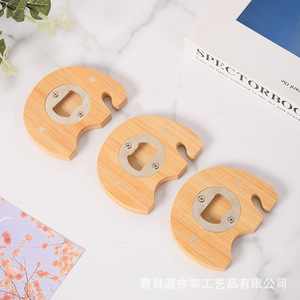 Wooden Bottle Opener Bamboo Animal Shape Stainless Steel Magnetic <b>Refrigerator</b> Opener Household Use - Product Image 3