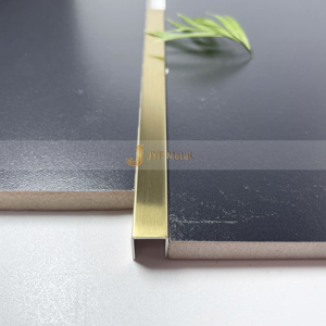 LL153 Stainless Steel U Shaped Gold Brushed Contemporary Design Decorative Trim Strip for Apartment Walls <b>Tiles</b> Easy - Product Image 1