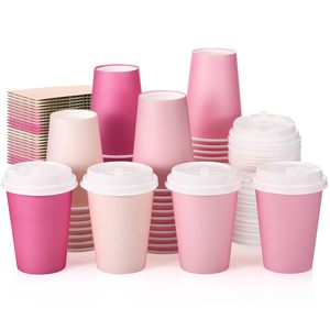 Custom Printed Eco-friendly Disposable <strong>Paper</strong> <strong>Cups</strong> Single Wall <strong>Pink</strong> Gold Foil Hot Drink <strong>Paper</strong> Coffee <strong>Cup</strong> with Lid - Product Image 2