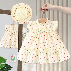 2025 estate vestito da principessa bambina vestito Casual da spiaggia per <span class=keywords><strong>bambini</strong></span> <span class=keywords><strong>con</strong></span> cappello - Product Image 5