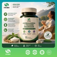 Capsules d'Ashwagandha, L-Théanine et Glycinate de Magnésium – Soutien pour le Stress, le Sommeil, la Calme Cérébral et la Relaxation – Complément Alimentaire Végétalien