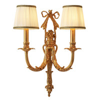 Applique murale LED double paroi en cuivre massif, style européen de luxe vintage, pour villa, salon, chambre, chevet, couloir