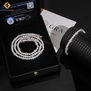 Moissanite <b>Statement</b> <b>Necklace</b> 925 Silver Rhodium Plated Round Brilliant Cut GRA Certified Unisex Pear Cut Luxury Strand <b>Necklace</b> - Product Image 4