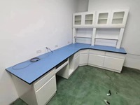 Table de laboratoire électronique ESD moderne en résine époxy métallique bleue avec siège pour ordinateur pour usage scolaire