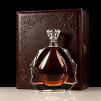 Bouteille de vin en verre cristallin transparente carrée personnalisée avec bouchon, pour Tequila, Rhum, Gin, Vodka