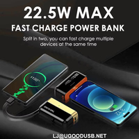 Batterie externe magnétique détachable 10000mAh 9000mAh Charge rapide Batterie externe séparée avec cordon de type C