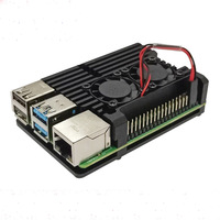 Última versión de la carcasa de aluminio Raspberry Pi 4 con ventilador de refrigeración dual, carcasa metálica negra para RPI 4 Modelo B