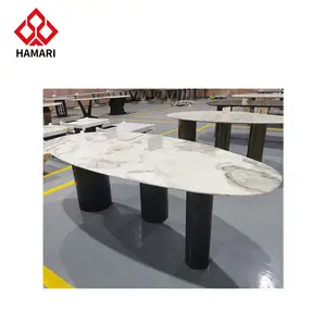 Mobili viventi eleganti moderni di forma rotonda in marmo da tè tavolino da caffè con sedile in legno