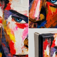 Peinture sur toile personnalisée à partir de photo, portrait abstrait moderne de visage, peinture à l'huile faite à la main, décoration murale pour salon