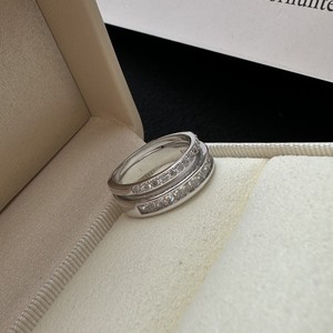 S925 Pure Silver Simple Fashionable Double-Layer Inlaid Ring Sparkling Diamond Light Luxury French Eternity Style Personalized - Product Image 5