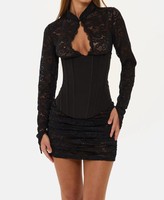 Nouvelle combinaison tendance pour femmes avec dentelle sexy, style Qipao, fermeture éclair, coupe ajustée, douce et élégante
