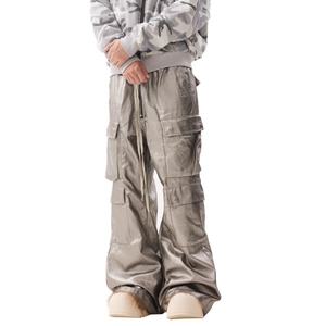 Pantalones Cargo para Hombre al por Mayor, Estilo Vintage, con Cordón en la Cintura, Múltiples Bolsillos, Recubrimiento Plateado Mate, Estilo Wasteland, Corte Bootcut - Product Image 5