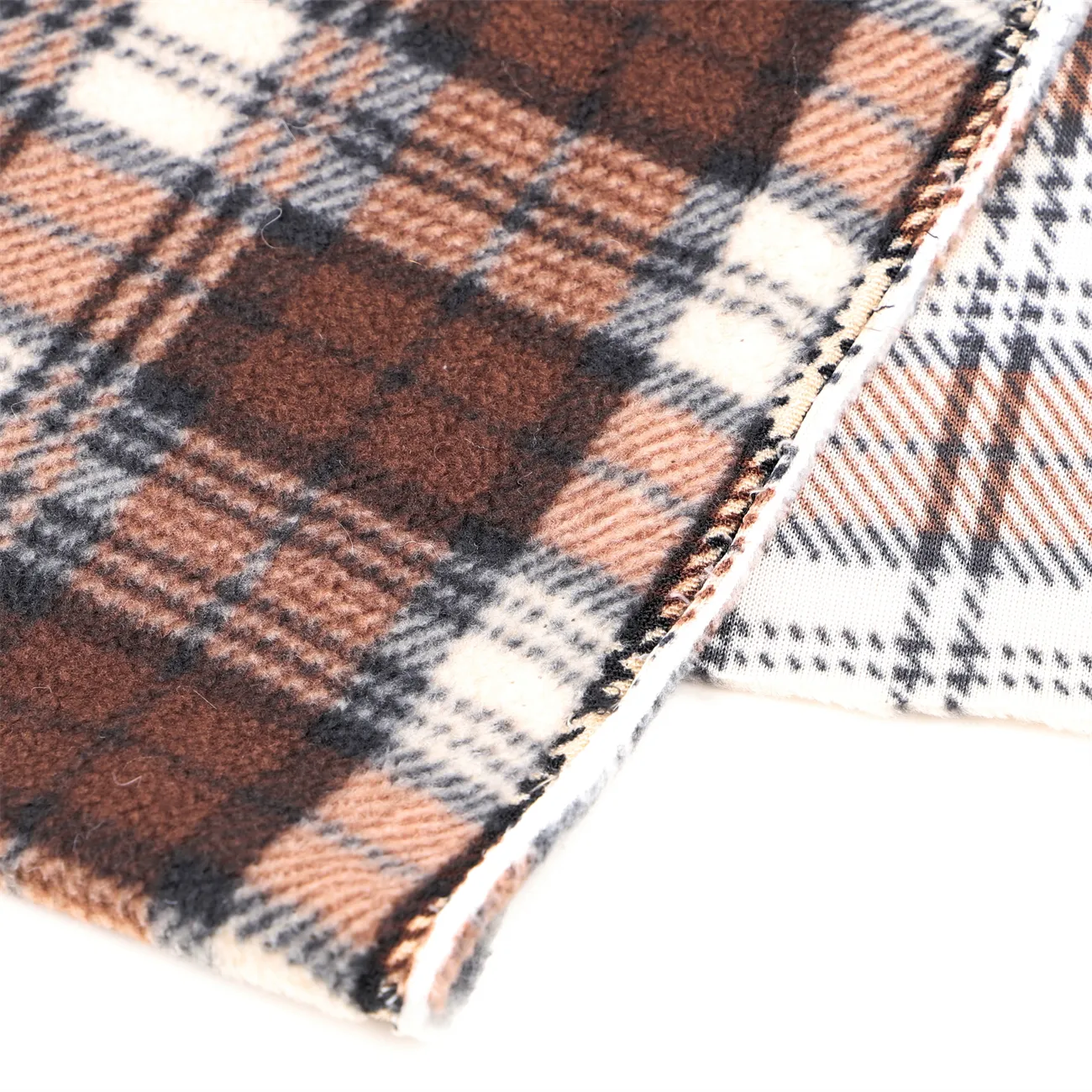 wholesale check plaid brushed 100% polyester tweed fabric for clothing