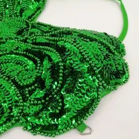 Studio Art Photographie Scène Sexy Sequin Perles Papillon Bellyband Hollowed Halter Backless Lace-up Belly Dance Dress Set