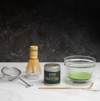 Accessoires avec logo personnalisé, outils traditionnels de la cérémonie du matcha, 6 pièces, bol en verre à matcha japonais, fouet en bambou, ensemble cadeau de matcha