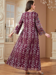 Nouvelles Abayas brodées de Dubaï pour femmes, robe de soirée maxi musulmane, kaftan turc, djellaba, robe islamique, jalabiya - Product Image 5