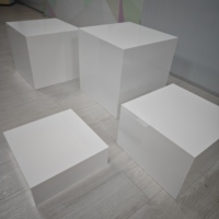 Présentoir rectangulaire transparent en 4 étapes personnalisé pour table de nourriture en acrylique blanc pour buffet de restauration Présentoir pour gâteaux et desserts