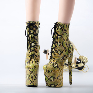 Chaussures à talons PU pour femme, talons de 20 cm, motif serpent, chaussures de pole dance, plateformes, talons de strip-teaseuse, bottines pour femme - Product Image 2