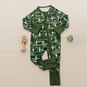 Pijama de Bambú Orgánico con Cierre, Mameluco para Bebé con Estampado Personalizado, Ropa de Bebé Sostenible, Mono de <span class=keywords><strong>Jersey</strong></span> para Bebé, Traje de Dormir para Recién Nacido - Product Image 5