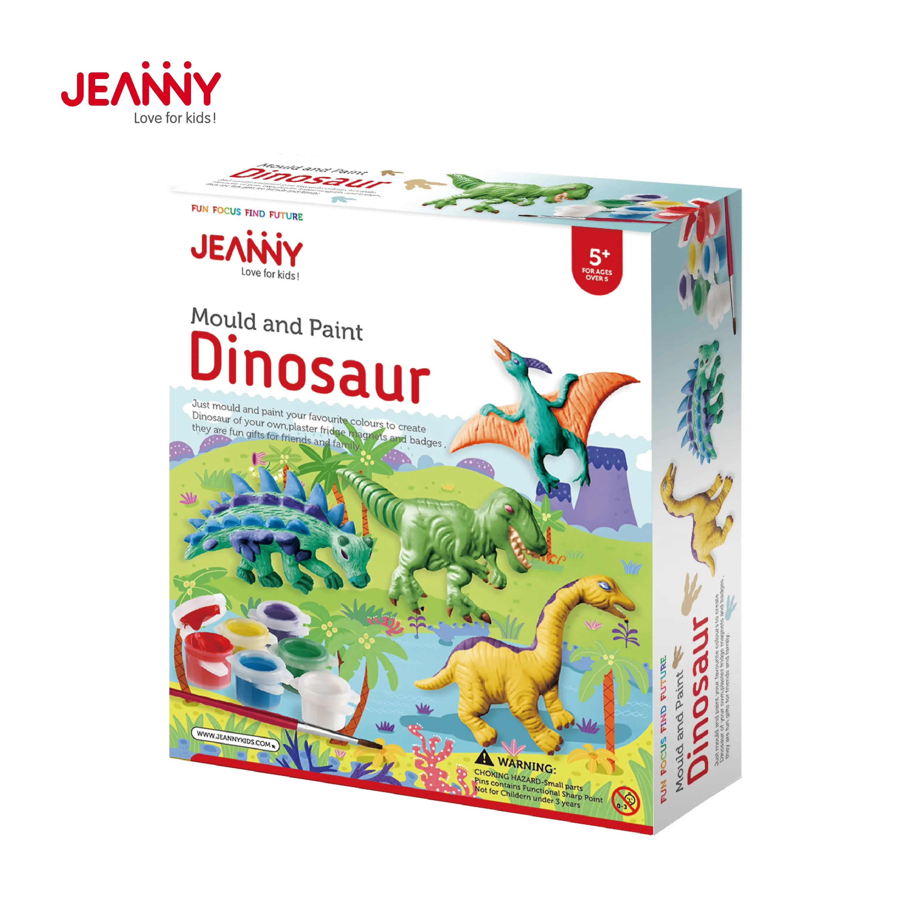 Schimmel En Verf Dinosaurus Maak Jezelf Activiteit Kit Diy Set Met Gips Schilderen Kinderen Stock Speelgoed