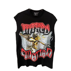 Camiseta sin mangas gráfica transpirable de algodón 100% ecológico de secado rápido para hombre, estilo urbano, personalizada, para entrenamiento, venta al por mayor - Product Image 1