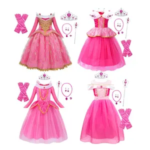 Disfraz de princesa para carnaval de Halloween, disfraz de princesa para niña, para fiesta, Bella Durmiente, Aurora, fantasía, con accesorios