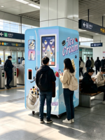 Kiosque de vente de crème glacée entièrement automatique avec service cloud LE1010A, crème glacée molle avec garnitures