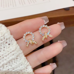 French Vintage Luxury <b>Stud</b> <b>Earrings</b> for Women Diamond-Studded Zircon Circle Design High-End Elegant Copper Party Women's Gift - Product Image 4