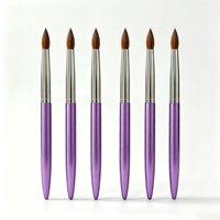 Pinceaux à ongles en acrylique avec manche en métal argenté, poils Kolinsky, outil pour poudre acrylique, pinceau à ongles pour la beauté des ongles, logo personnalisé